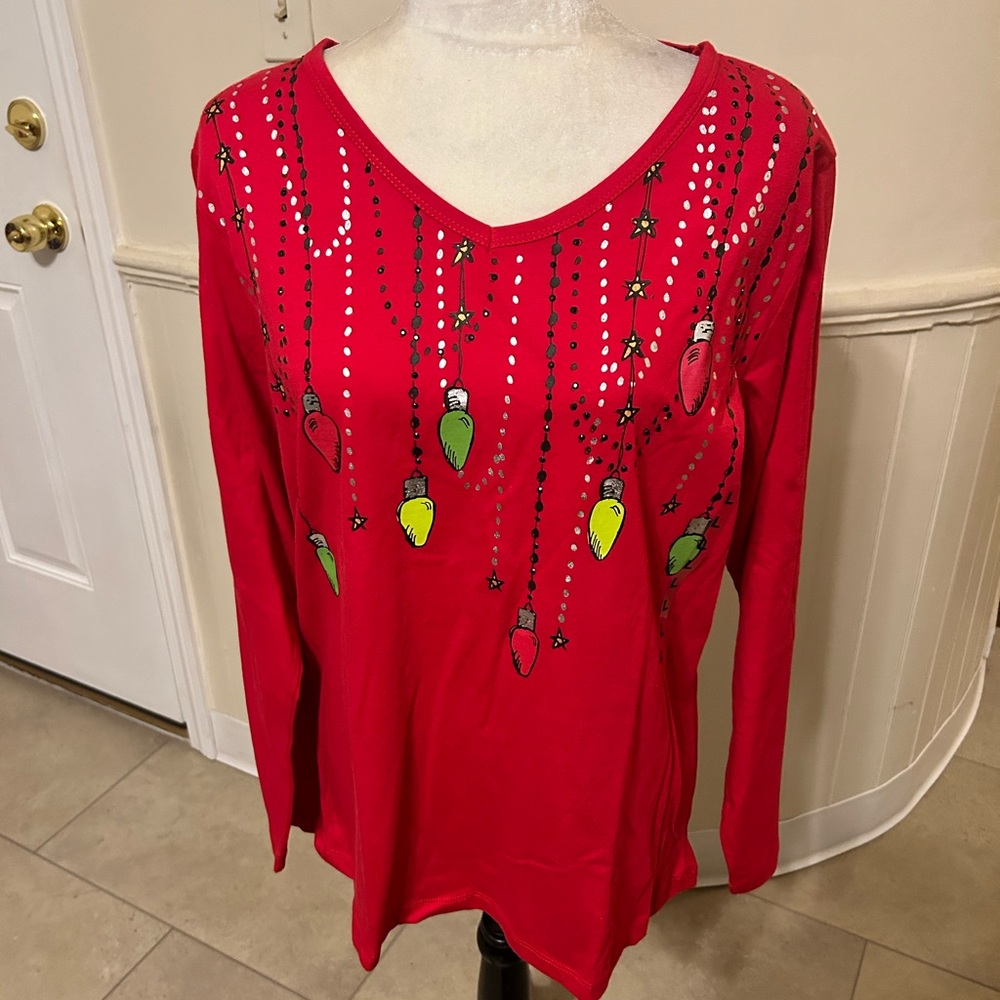 NWT Needy Me Long Sleeve Holiday Shirt/large.